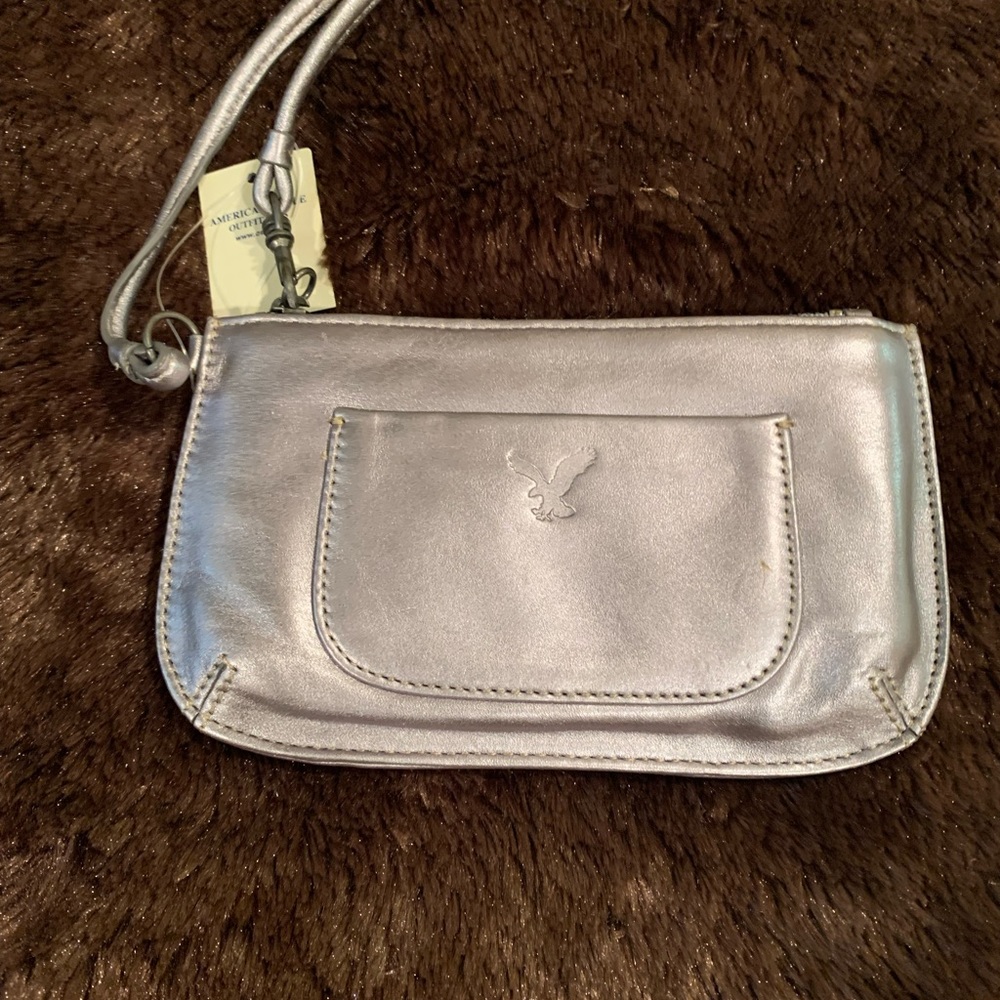 New With Tags American Eagle Silver Wristlet Wallet